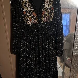 Embroidered Black Dress